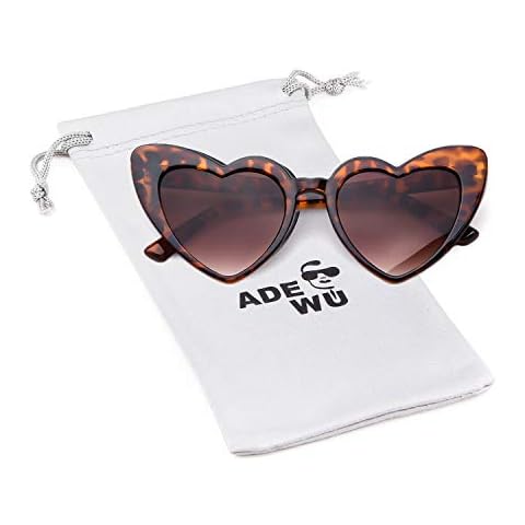 ADEWU Love Heart Sunglasses Women Girls Fashion Retro Cateye Glasses UV400 (A - Leopard) Cover