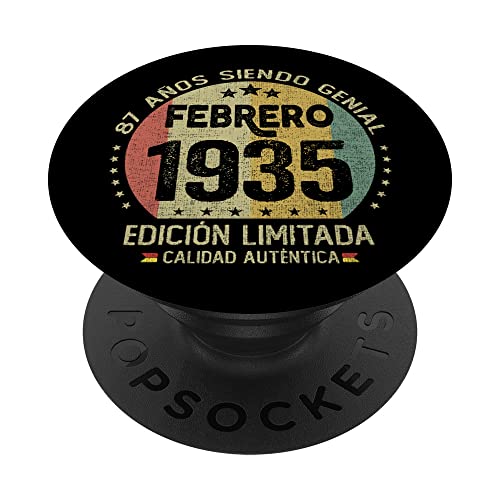 Regalo 87 años Cumpleaños Hombre Mujer - Febrero 1935 PopSockets PopGrip Intercambiable