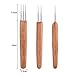 Zonon 3 Pieces 0.75 mm Dreadlock Crochet Hook Bamboo Needle Weaving Crochet, Include 1, 2, 3 Hooks for Dreadlock Supplies