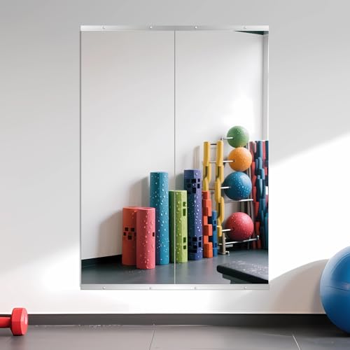 Image of Ruomeng Home Gym Mirror, 55''x20''x2PCS Full Length, Large Frameless Body Mirror Tempered Glass for Gym, Workout, Yoga, Garage, Dance Studio