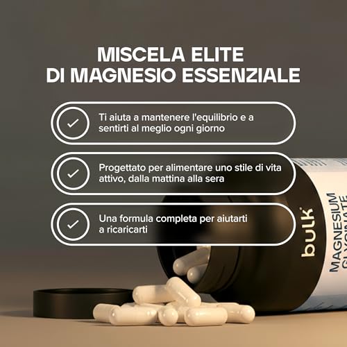 Bulk Magnesio 3-in-1 Complex | 1800mg alto assorbimento | Integratore di magnesio a tripla forza bisglicinato, citrato, malato | Supporta la funzione muscolare, l’energia e il recupero | 90 compresse - Immagine 2