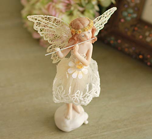 Amazon.co.jp: gannbarou 妖精 フルート 天使 オブジェ 天然樹脂 恋愛