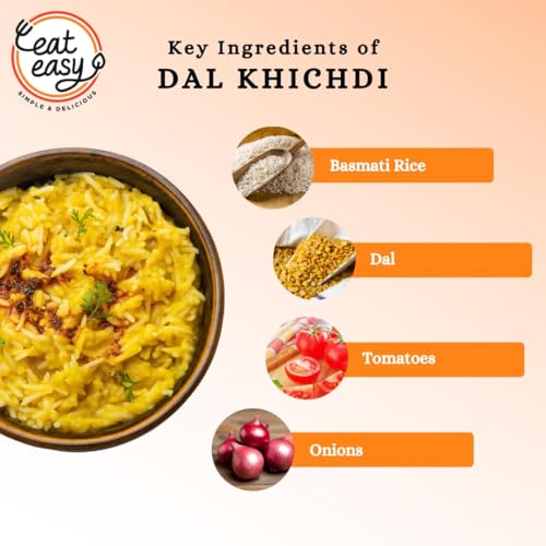 Image of Eat Easy Ready To Eat Dal Khichdi (92gm- Pack of 6) | Just Heat & Eat | High Protein & Fiber | Light on Stomach | No Preservatives | Instant Food for Travel, Hostel, Trekking, Camping, Hiking, Office
