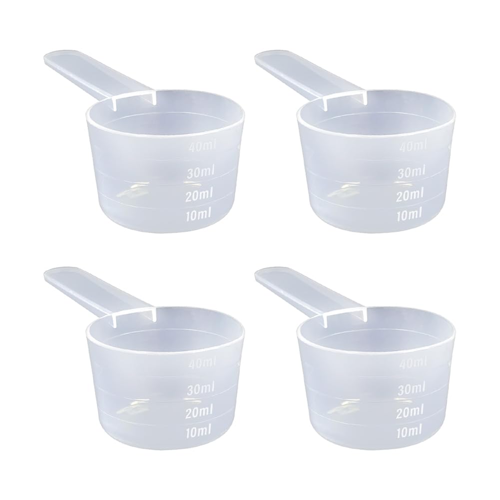 Hugede Transparent 4 Pcs Plastic Washing Powder Scoop Measuring Scoop Long Handled Coffee Spoons Protein Powder Scoops Kitchen Baking Measuring Spoons For Liquid 40Ml