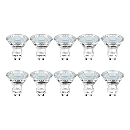 Lepro Bombillas LED GU10 4W, Bombilla GU10 LED Equivalente 50W Halógena, Lámpara LED GU10 350 lumen Blanco Cálido 2700k, Ángulo de haz de 120°, Paquete de 10 Cover