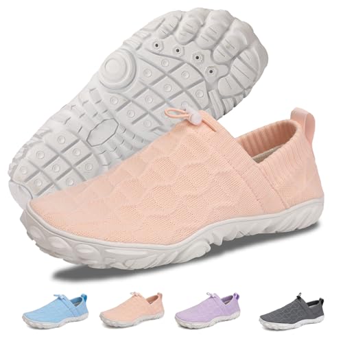 Image of Beach Water Shoes for Women Men Quick Dry Non-Slip Wide Toe Hike Barefoot Footwear for Beach Pool Aqua Swim Surf Walk