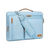 MOSISO 360 Protective Laptop Shoulder Bag,15-15.6 inch Computer Bag Compatible with MacBook Pro 16, HP, Dell, Lenovo, Asus Notebook,Side Open Messenger Bag with 4 Zipper Pockets&Handle, Air Blue