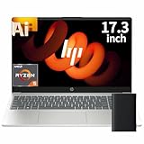 HP 17.3' FHD Business Laptop, AMD Ryzen 5 Processor (Beats Intel i7-1355U), 8GB DDR5 RAM, 756GB Storage(256GB SSD & 500GB External), USB-C, Wi-Fi 6, Windows 11 Pro + Copilot, Earphone Jack