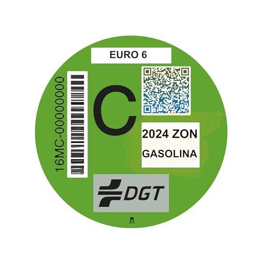 SANGOMOTOR Pegatina Distintivo Medioambiental Homologada DGT (Verde)