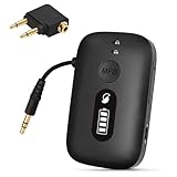 SIMOLIO Airplane-Bluetooth-Adapter for AirPods/Headphones, 20 Hr Battery, Supports 2 Earbuds/Wireless Headphones, 3.5mm AUX Wireless Audio Transmitter for TV, Gym Equipment, Controller, MP3 Player