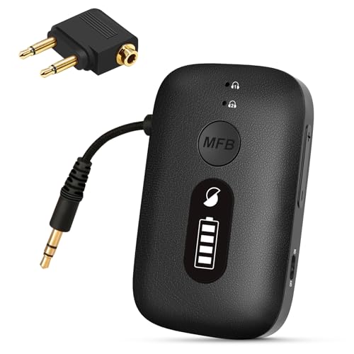 Image of SIMOLIO Airplane-Bluetooth-Adapter for AirPods /Headphones, 20 Hr Battery, Supports 2 Earbuds /Wireless Headphones, 3.5mm AUX Wireless Audio Transmitter for TV, Gym Equipment, Controller, MP3 Player