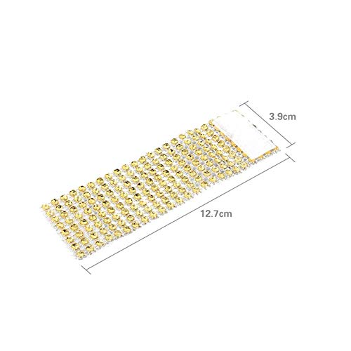 Fdit 50/100pcs 8 Rows Chair Sash Napkin Rings Diamond Mesh Wrap Ribbon 4cmX13cm 8 Rows Silver Golden Diamond Sparkle Rhinestone Wraps Napkin Rings(100 Pcs-Gold) - Image 3