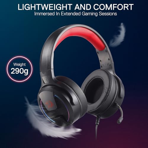 Redragon H315 RGB Gaming Headset - Wired Computer Headset with 40mm Drivers, Noise-Canceling Microphone, USB Connection, Lightweight Design, and Soft PU Leather Ear Cushions for Ultimate Comfort by Redragon - Image 3