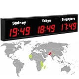 Orologio digitale a LED World Clock – 3/4/5 fuso orario orologio da parete per hotel e aziende
