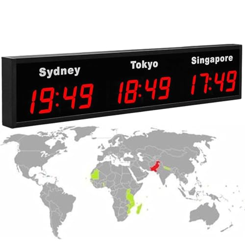 Horloge mondiale numérique à LED affichant clairement les fuseaux horaires de vos filiales