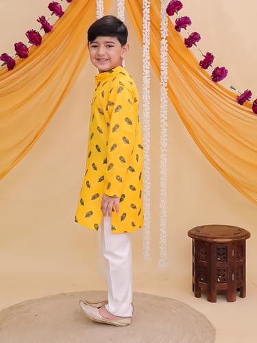 Image of AJ DEZINES Boys Cotton Full Sleeve Letter Printed Kurta Pajama Set for Kids - Ethnic wear | Special Occasion & Traditional Outfit |Boys Kurta Set - Regular Fit