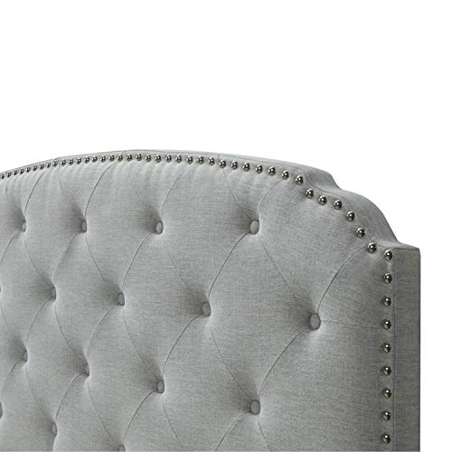 Dg Casa Argo Upholstered Panel Bed Frame With Storage Drawers And Diamond Button Tufted Nailhead Trim Headboard, Queen Size In Platinum Fabric #TOP5