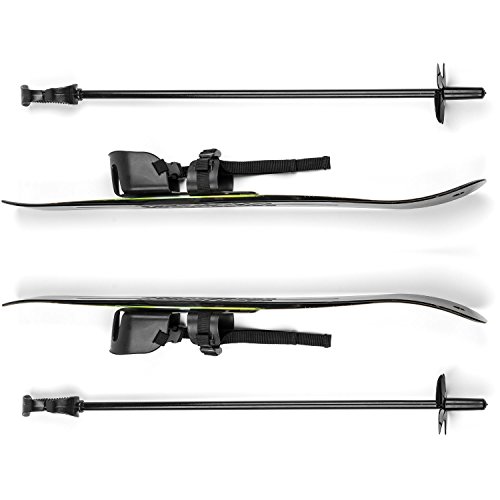 Lucky Bums Kids Beginner Ski and Pole set with Bindings,Green and Black - Thumbnail 2