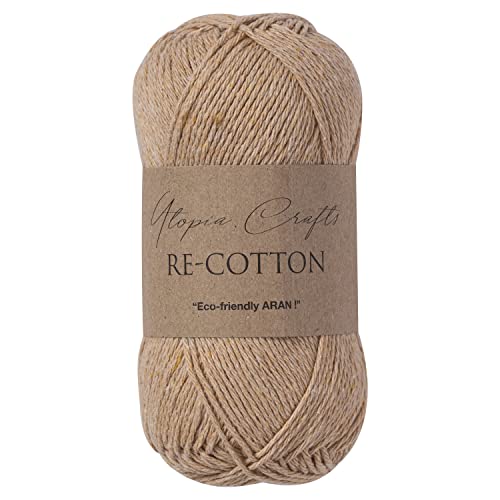 Utopia Crafts Re-Cotton Strickgarn, 100 g (Helltaupe), Light Taupe