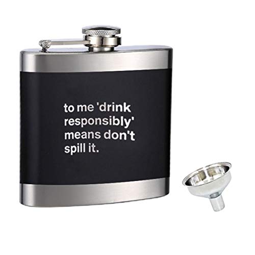 Black Flask for Men Hip-Flasks-Funny Liquor Personalized (to me drink)