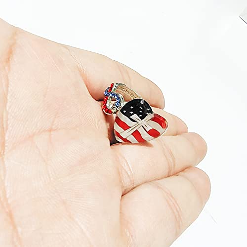 Inenimartj Patriotic Statement Ring I Will Always Be With You Ring,National Flag Independence Day Rings For Women Men,Crystal Zircon American Flag Cross Ring Jewelry (7) #TOP1