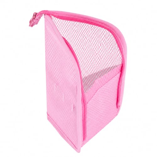 Paquete de 3 bolsas de aseo de malla de pie, color rosa, blanco y negro, plegables, con bolsillo frontal, bolsas de cosméticos con cremallera para maquillaje, cepillos, cepillos de dientes, baño
