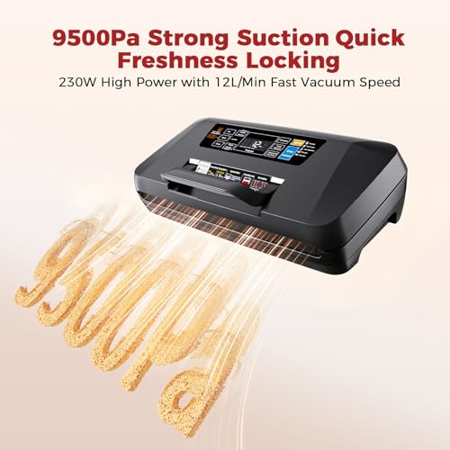 Image of Vacuum Sealer for Food, 10 Modes 95KPa vacuum sealer for Wet /Dry Food, Automatic Food Vacuum Sealer Machine with Double Seal Strip, Built-in Cutter & Roll Storage, Complete Kit with Bags