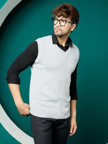 Image of Kvetoo V Neck Sleeveless Winter Wool Sweater for Men