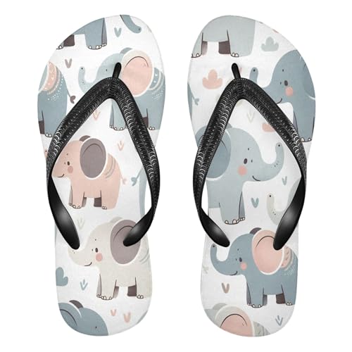 Burbuja Cute Elephants Flip Flops for Women Men, Soft Thong Sandals Rubber Slippers for Pool Beach Essentials