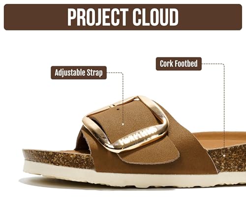 Image of Project Cloud 100% Genuine Leather Sandals Women Dressy Beach Essentials Slides for Women Footwear - Lightweight with Memory Foam Insole Sandals for Women 2026 - Womens Slides