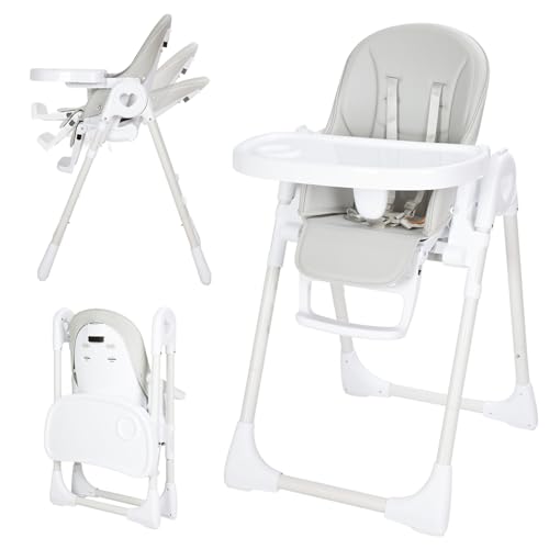 Image of 3-in-1 Foldable Baby High Chair with Removable Seat & Tray, Adjustable Height & Recline, Locking Wheels, Ideal for Babies and Toddlers - A Versatile and Convenient Baby High Chair.