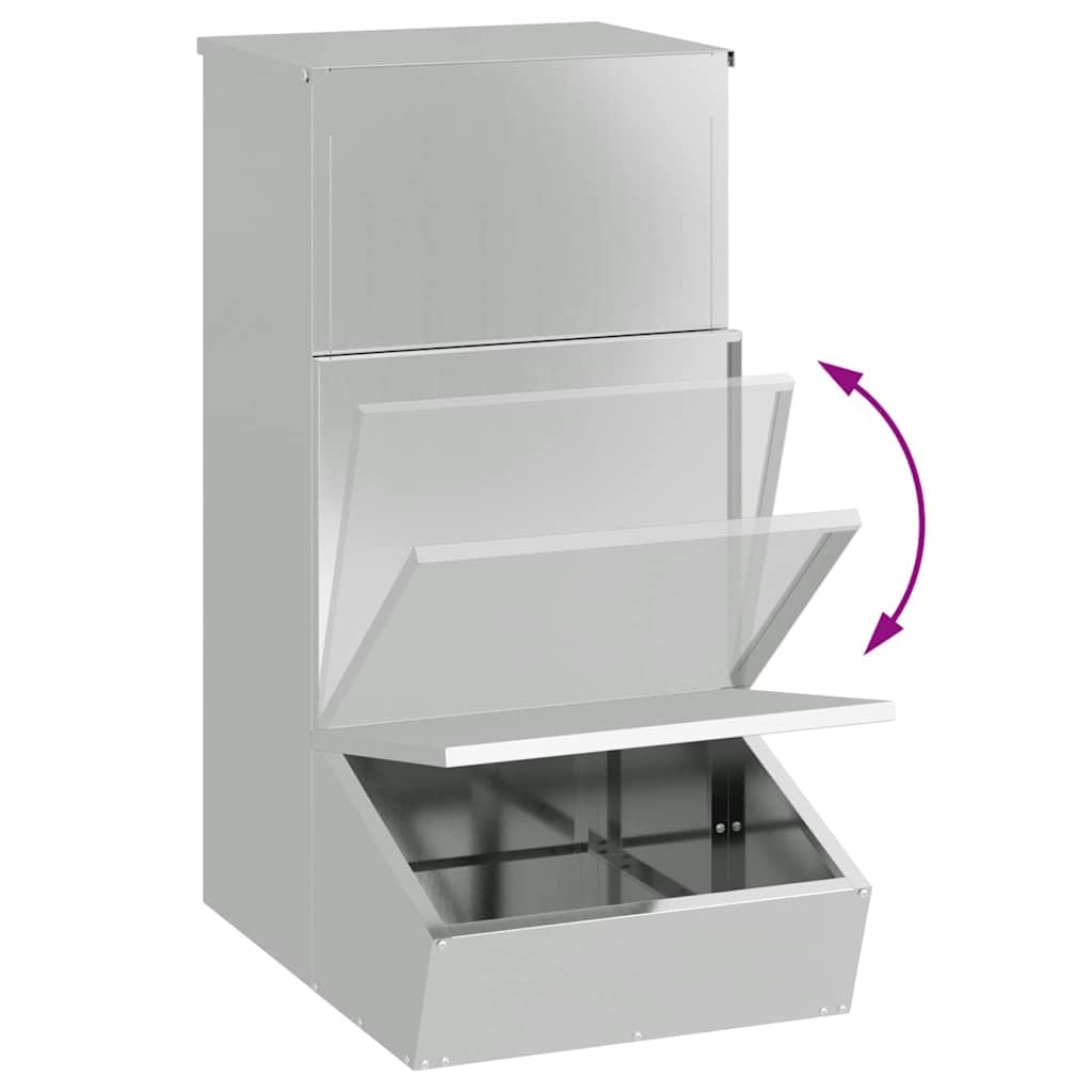 vidaXL Nutriente per Maiali Argento 55 x 38 x 76 cm Acciaio zincato, Fontanella per maiali, capiente e pratica, per esterni, resistente agli agenti atmosferici, perfetta per giardino e terrazza