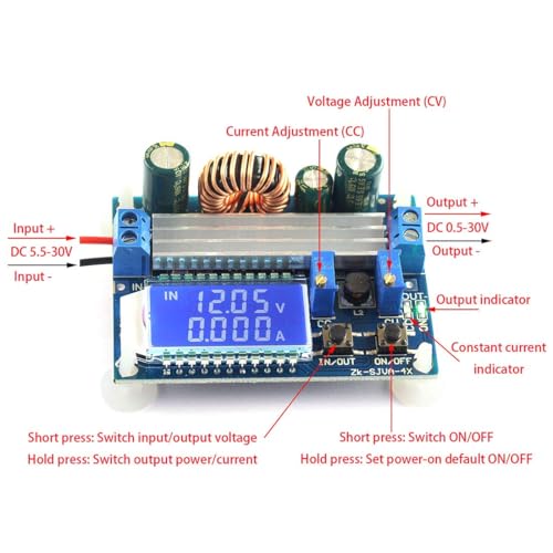 Image of DC-DC Buck Boost Converter Module 5.5-30V 12v to 0.5-30V 5v 24v Adjustable Step Down Up Voltage Regulator Constant Current Voltage 3A 35W Power Supply with LCD Display