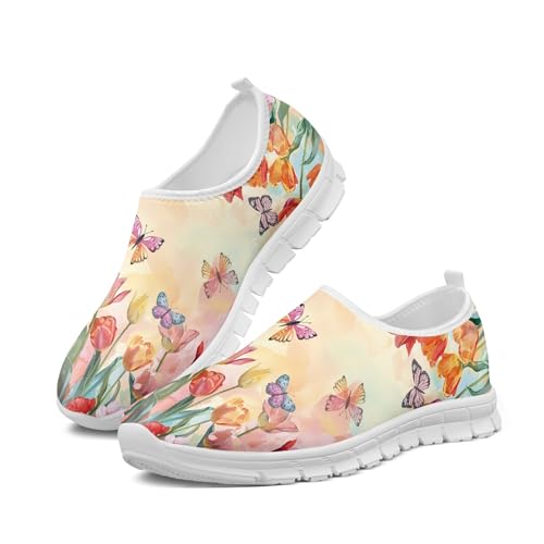 Image of Hummingbird Floral Print Lightweight Walking Shoes for Women Mesh Casual Sneakers Size 5-10.5