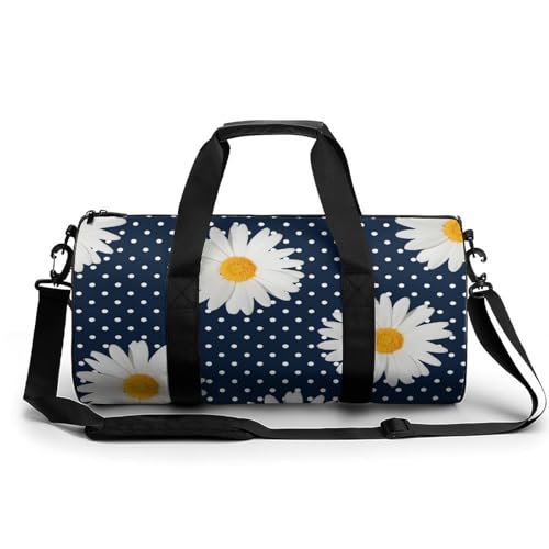 Sac de sport marguerite blanche 45cm duffel bag polyvalent pour voyage et camping