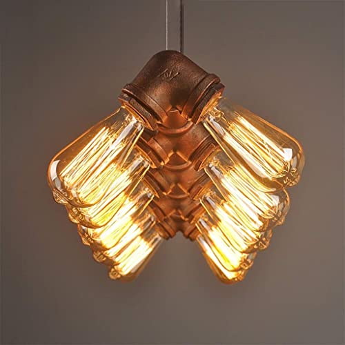 Lustre vintage E27 éclairage restaurant 10 têtes tuyau d'eau
