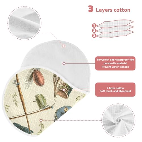 Fishing Lures Green Fish Burp Cloths Baby Boys Girls Absorbent Soft Cotton Burping Cloths Rags, 2 Pack3