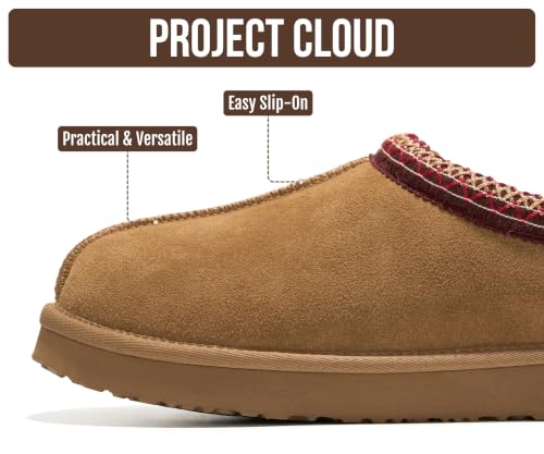 Image of Project Cloud 100% Genuine Leather Shearling Slippers for Women (Nerita) | Australian Fur Lining Memory Foam Insole Non Slip EVA Sole Fuzzy Plush House Shoes Warm Cozy Indoor Footwear Everyday Comfort