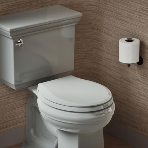 Image of KOHLER 4639-RL-95 Cachet ReadyLatch Round Toilet Seat Soft Close, Ice Grey