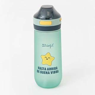 Mr. Wonderful - Hermetische Wasserflasche, Aufschrift: Bis oben gute Vibration, aus BPA-freiem Tritan, 600 ml