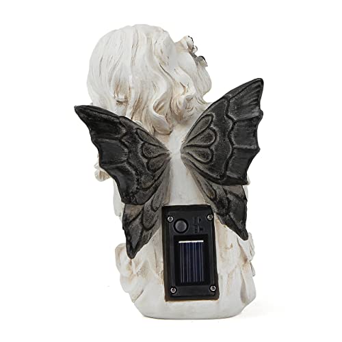 Leekung Ivory White Resin Sculpture, Angel Figurine With Solar Powered Lights For Outdoor Decor thumb #5