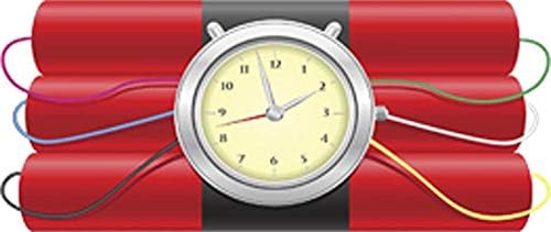 Explosive Dynamite Bomb with Clock Ticking TIME Bomb RED Black Grey Yellow Pink Blue Black Green RED White Vinyl Decal Sticker Two in One Pack (4 Inches Wide)