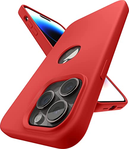 Image of Vaku Luxos Liquid Silicon Logo-Cut for iPhone 14 Pro Case Cover, Soft TPU, Shockproof, Scratch Resistant, 6 Feet Drop Protection, Compatible with iPhone 14 Pro Back Cover - Red