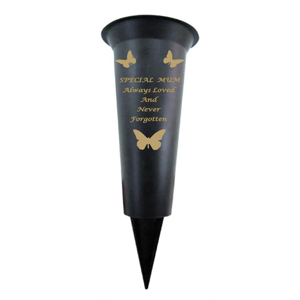 Yöl Mum Plastic Floral Vase Spike Memorial - Garden Graveside Ornament Memories - Water Resistant - Remembrance Sympathy Tribute - Thoughtful Keepsake Flowers