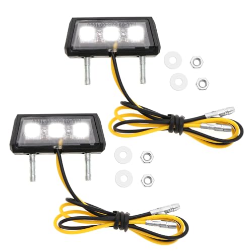 VGOL 2 Sets Motorcycle License Plate Light 12V Motorcycle License White LED Light Motorbike Number License LED Light Motorcycles Universal White Tail Light