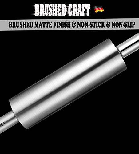 Rolling Pin For Baking | Stainless Steel Rolling Pin | Smooth Light Weight Non-Stick Roller For Baking Cookie, Pizza, Fondant, Pie Crust, Dough, Pastry By Lingyun (L-17.1 Inch) #TOP3