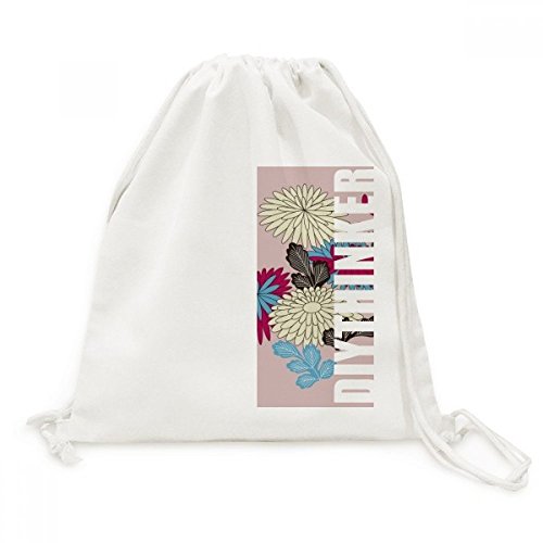 Toile drawstring backpack au motif de peinture culture japonaise rose