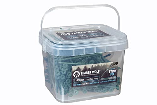 TIMBER WOLF Wolf Exterior Woodscrews - 5.0 x 100mm - Tub of 300, Green