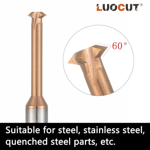LUOCUT Fresa de rosca métrica Fresa CNC Máquina AlTiN Revestimento HRC60 para Aço (5 peças-D3.0 P0.5