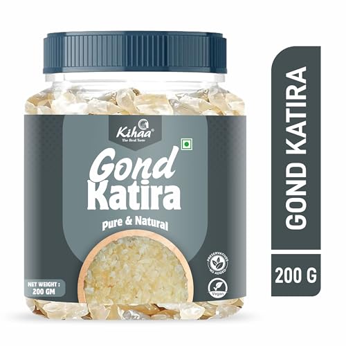 Image of Kihaa Gond Katira (Tragacanth Gum) 200g | 100% Natural Edible Gum | Cooling Summer Superfood | Supports Digestion, Hydration & Energy | Plant-Based & Premium Quality